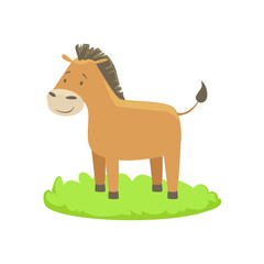 Donkey Farm Animal Cartoon Farm Related Element On Patch Of Green Grass