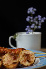 Swedish meatballs with cranberry jam,front view