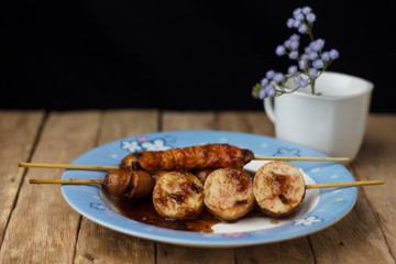 Swedish meatballs with cranberry jam,front view