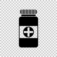Bank of pills icon. Black icon on transparent background.