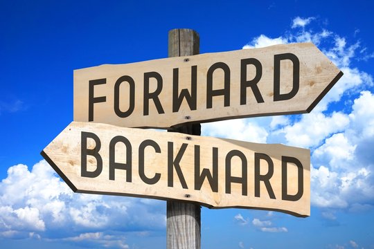 Forward, backward - wooden signpost