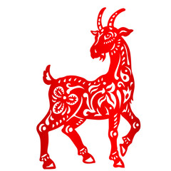Zodiac Sign for Year of Goat, The Chinese traditional paper-cut art