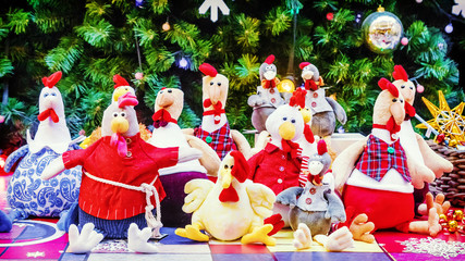 soft toys - roosters. a symbol of 2017