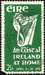 stamp printed in Ireland shows An Tostal Ireland at home