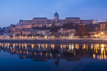 royal palace views from chain bridge, budapest