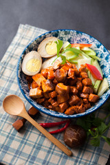 Steamed Rice with Red-Cooked Pork