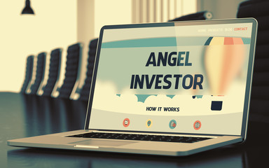 Angel Investor - on Laptop Screen. Closeup. 3D.