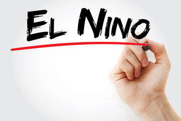 Hand writing El Nino with marker, concept background