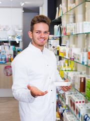 Pharmacist working in pharmaceutical shop