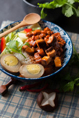 Steamed Rice with Red-Cooked Pork