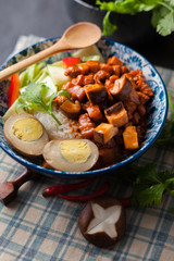 Steamed Rice with Red-Cooked Pork