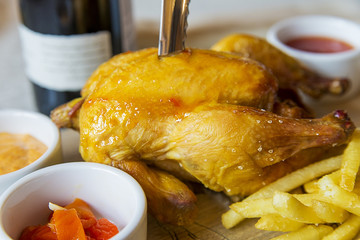 Grilled chicken and red wine