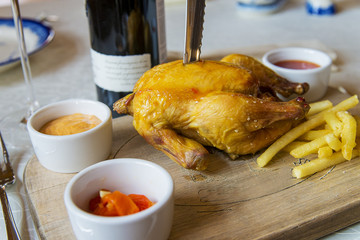 Grilled chicken and red wine