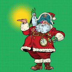 Santa Claus pirate and penguin presentation gesture