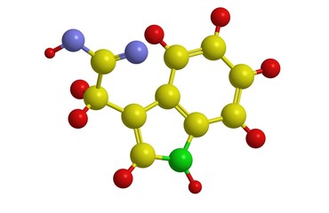 Molecular structure of Indole-3-acetic acid, 3D rendering