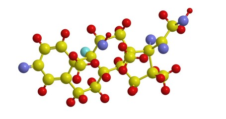 Molecular structure of Dexamethasone, 3D rendering