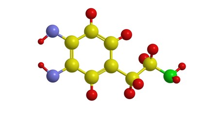 Molecular structure of dopamine, 3D rendering