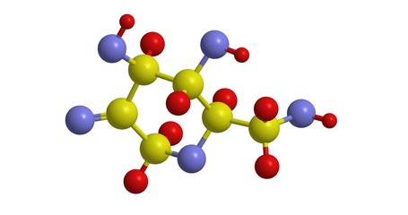 Molecular structure of Fructose (fruit sugar), 3D rendering