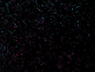 Abstract Blue and Pink Glitter Explosion on Black Background