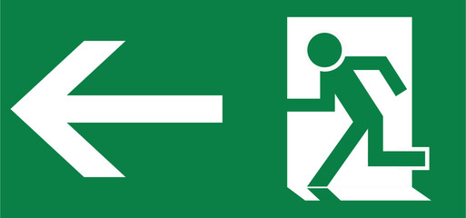 Panneau sortie de secours &agrave; gauche