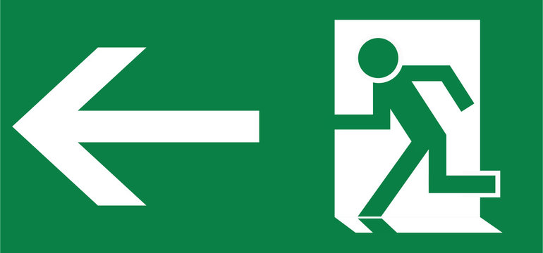 Panneau sortie de secours &agrave; gauche