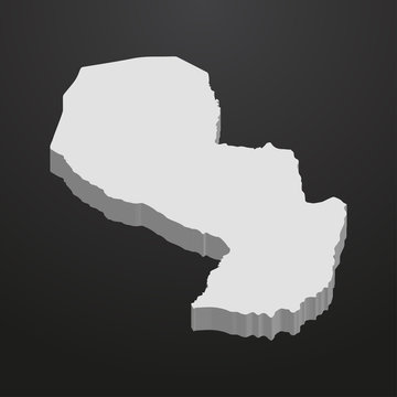 Paraguay map in gray on a black background 3d