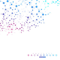 Structure molecule and communication. Dna, atom, neurons. Scientific concept for your design. Connected lines with dots. Medical, technology, chemistry, science background. Vector illustration.