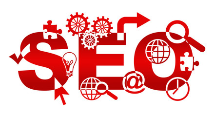 SEO Text With Shapes Red 