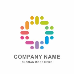 Circle Square Dots Link Data Connection Technology Computer Business Company Stock Vector Logo Design Template 