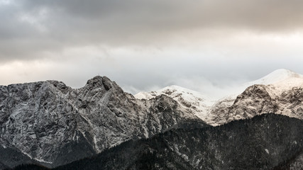 Mountain massif Giewont in the Western Tatra Mountains with a he