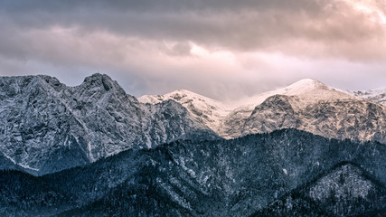 Plakaty  Mountain massif Giewont in the Western Tatra Mountains with a he