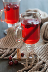 hot cranberry tea with cinnamon warming drink