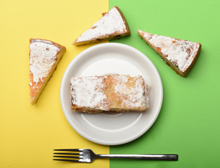 apple strudel on white plate