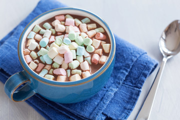 hot chocolate with mini marshmallows warming drink