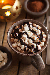 hot chocolate with mini marshmallows warming drink