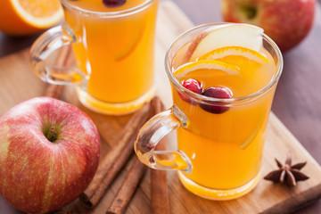 hot apple orange cider with cinnamon spice warming drink