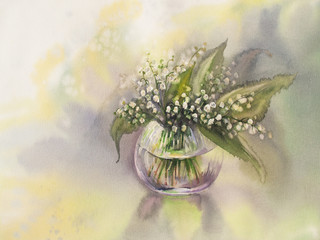 Lilies of the valley watercolor