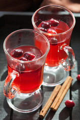 hot cranberry tea with cinnamon warming drink