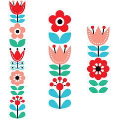 Finnish inspired long folk art pattern - Nordic, Scandinavian style