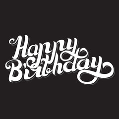 Happy birthday, handwritten text vector illustration