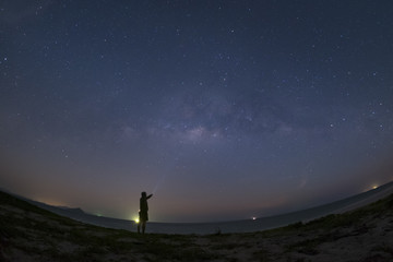 Fototapeta premium milky way at Bulone le island, Satun province, Thailand