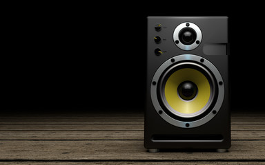 Audio speakers on black background