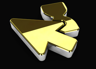 Obraz premium 3d Illustration of gold wait symbol on black background