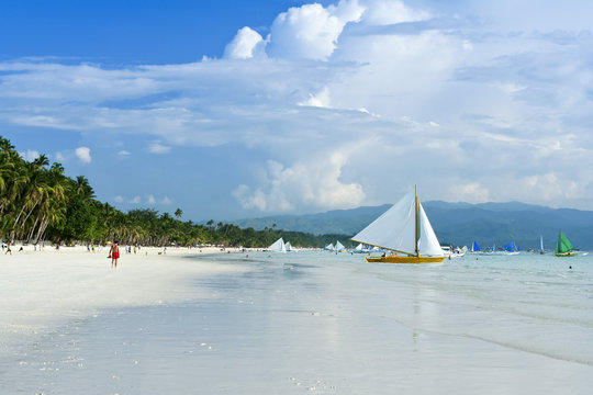 Paraw Sailboats Boracay White Beach Philippines