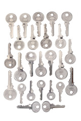 Keys / View of keys on white background. Top view.