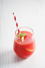 Watermelon juice with lemon and mint