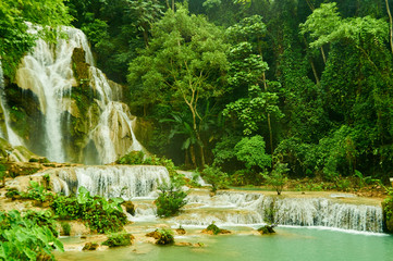 Kuang Si Waterfall or Tat Kuang Si Waterfall in Luang Prabang, Laos