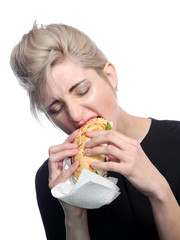 Woman eating a sandwich