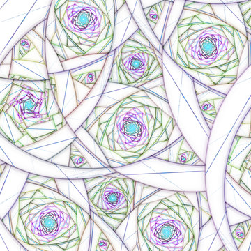Light colorful fractal spirals, digital artwork for creative graphic design © Keila Neokow