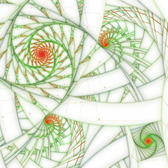 Light and soft fractal spirals, digital artwork for creative graphic design